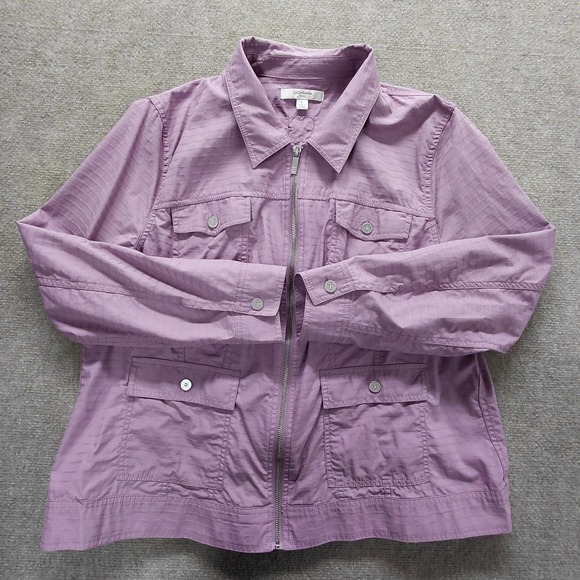 Liz Claiborne Lightweight Cotton Shell Jacket Women XL Lavendar Purple Full Zip - Picture 3 of 10